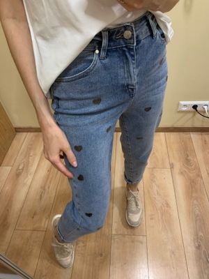 spodnie jeansowe jeansy w serduszka