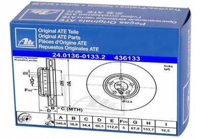 ДИСК ТОРМОЗНОЙ ЛЕВЫЙ ПЕРЕД ATE DO BMW 3 320 330 340I