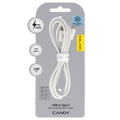 Blavec Kabel Candy oplot USB na Typ C PD 60W 1m Apple CarPlay/Android Auto