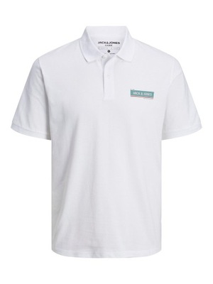 JACK & JONES-polo t-shirt koszulka biały logo S