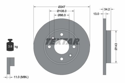 TEXTAR 92092803 ДИСК ТОРМОЗНОЙ