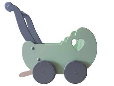Drewniany wózek dla lalki pchacz jeździk HIT