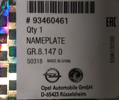 Emblemat Opel OE 93460461