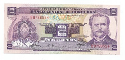 HONDURAS 2 LEMPIRAS 1976 P61 UNC (8702)