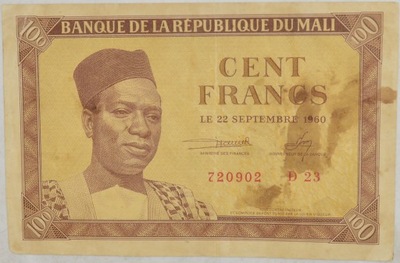 14.fz.Mali, 100 Franków 1960, P.2, St.3+