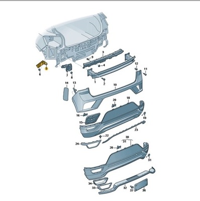 Направляющая бампера правый задний vw t-roc oe: 2ga807394 фото №1