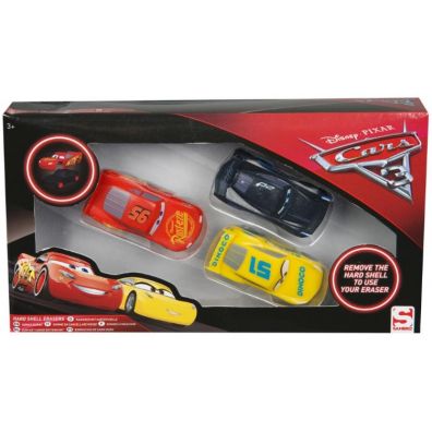 Figurki - gumki do mazania Cars 3 szt. w kształcie samochodów