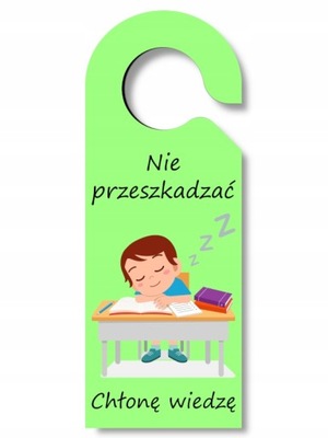 Zielona zawieszka na drzwi klamkę Nie przeszkadzać