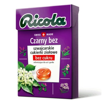 RICOLA CUKIERKI CZARNY BEZ 27,5g BEZ CUKRU