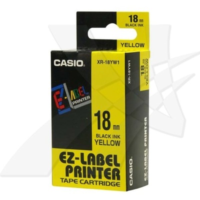 Casio oryginalny taśma do drukarek etykiet, Casio, XR-18YW1, czarny druk/żó