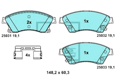 Ate тормозные колодки тормозные керамические chevrolet aveo cru фото №1