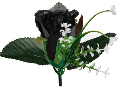 Róża w pąku główka kwiatowa z gipsówką Czarna Cena za 12 sztuk