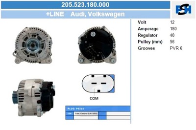 BV PSH ГЕНЕРАТОР AUDI 180A ГЕНЕРАТОР