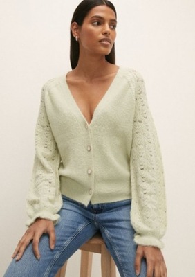 OASIS SWETER KARDIGAN BEŻOWY CASUAL XS 1PGK