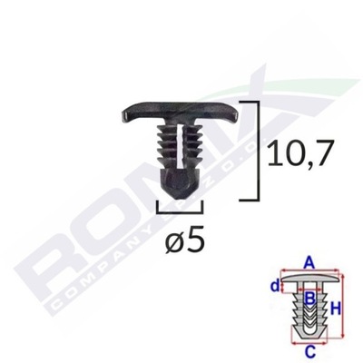 КЛИПСА УПЛОТНИТЕЛЯ КРЫШКИ ДВИГАТЕЛЯ 5MM VW X25SZT