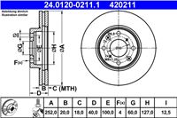 ATE ДИСК ТОРМОЗНОЙ ПЕРЕДНЯЯ 252X20 V OPEL AGILA B 08-/SUZUKI SPLASH