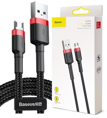 Długi Kabel USB - A do Micro USB Ładowarki 3 m Oplot BASEUS Mikro