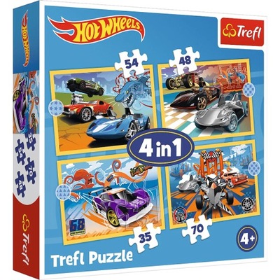 Puzzle 4w1 Pojazdy Hot Wheels 34627 Trefl 4+