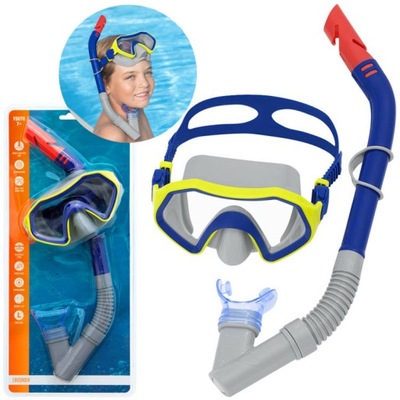 Maska z rurką do pływania nurkowania niebieska zestaw