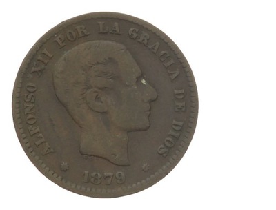 [M11032] Hiszpania 5 centimos 1879