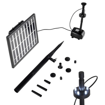 POMPA DO OCZKA WODNEGO SOLARNA 5W OŚWIETLENIE LED