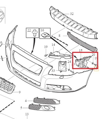 КРОНШТЕЙН БАМПЕРА ПРАВОЕ СТОРОНА VOLVO V70 III 08-16