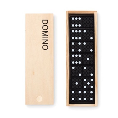 Plastikowe Domino w Drewnianym Pudełku | Czarne Domino | Gra Domino