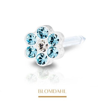 BLOMDAHL Przekłuciowy Daisy AQUAMARINE 5mm