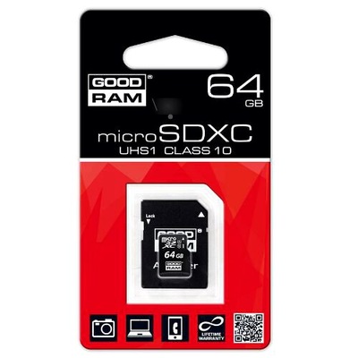 *KARTA PAMIĘCI GOODRAM MICROSDXC 64GB CL10 ADAPTER