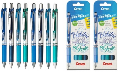 Pióra kulkowe Pentel ENERGEL błękitne 4 szt MIX x2