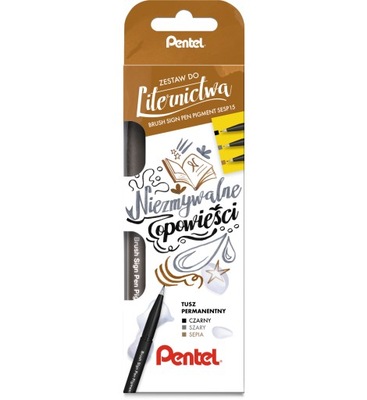 Pisaki do liternictwa Brush Sign - Pentel - 3 szt.