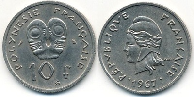 Polinezja Francuska 10 Francs - 1967r ... Monety