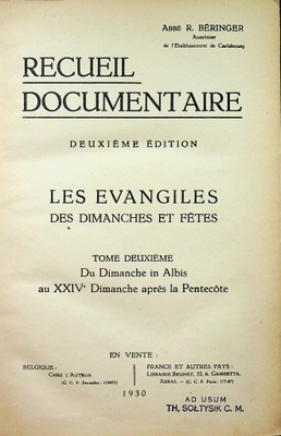 Recueil documentaire Tome II 1930 r.