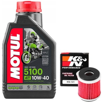 МАСЛО MOTUL 5100 10W40 1L. + ФІЛЬТР KN-141, YAMAHA T135 CYPTON X, 07-18R.