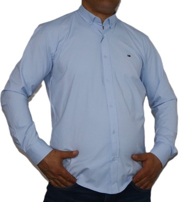 Tommy Hilfiger koszula męska regular fit niebieska M stretch