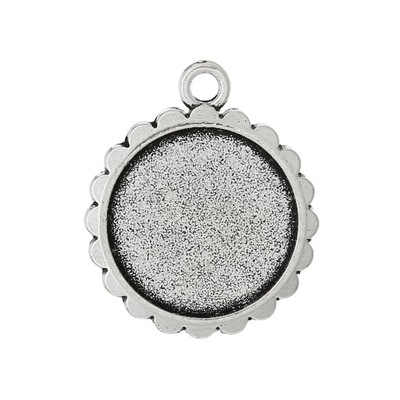 [30138] Baza medalionu ciemne srebro kaboszon 16mm