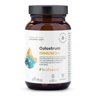 Aura Herbals Colostrum Immuno + BioPerine Siara Odporność 60 kaps.