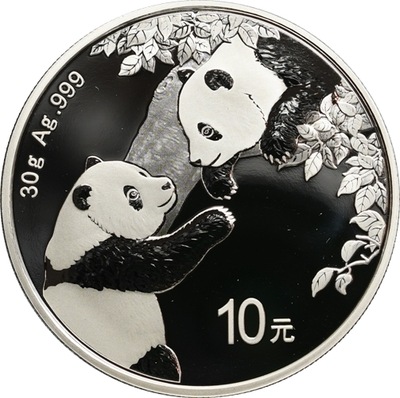 53. Chiny , 10 yuan 2023, Panda 30 g Ag999 st. L