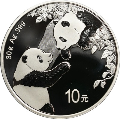 Chiny , 10 yuan 2023, Panda 30 g Ag999 st. L