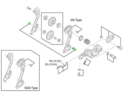 Shimano śruby kółka przerzutki RD-M980/M985