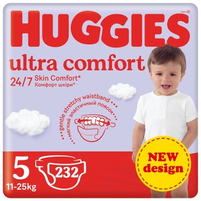 4x Pieluchy HUGGIES Ultra Comfort 5 12-22kg 58 szt