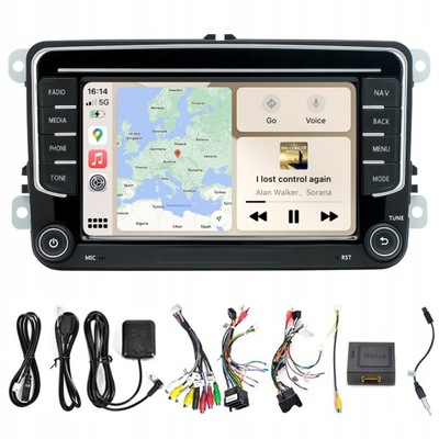 RADIO AUTOMOBILINIAI CARPLAY 7CALI ANDROID VW SKODA OCTAVIA GOLF 5 6 TOURAN 