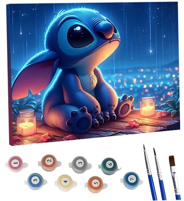 OBRAZ DO MALOWANIA PO NUMERACH NA RAMIE DLA DZIECI +FARBY + 3 PĘDZLE OBRAZY