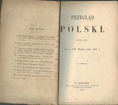 Przegląd Polski 1881 (Węgry, Hozjusz, Czartoryski)