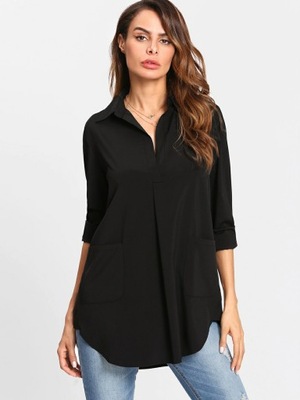 SHEIN BLUZKA KOSZULOWA OVERSIZE KIESZENIE S 003