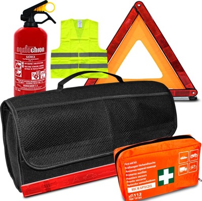 EXTINGUIDHER 1KG FIRST AID KIT DIN13164 VENT WINDOW VEST BAG NIEZBEDNIK STEERING WHEEL  