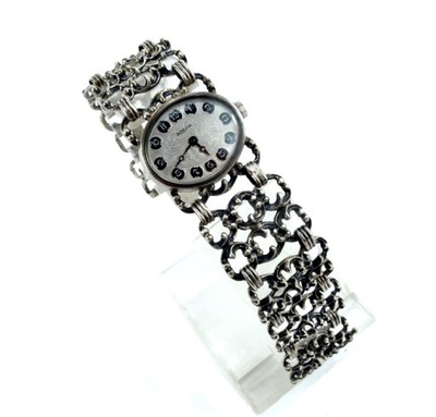 Luksusowy stary srebrny zegarek naręczny ADORA