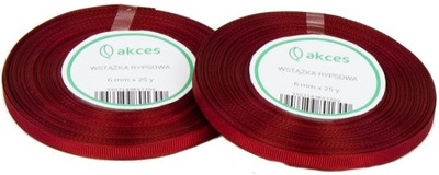 WSTĄŻKA TAŚIEMKA RYPS RYPSOWA 6MM X 22M Burgund