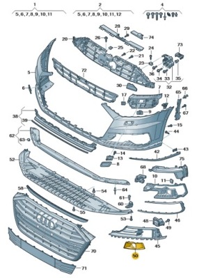 Заслонка решётки бампера перед левая audi a8 d5 aso оригинал nowa фото №1