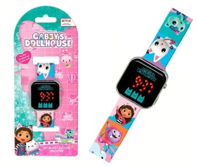 Zegarek cyfrowy LED na rękę KOCI DOMEK GABI z kalendarzem dla dzieci